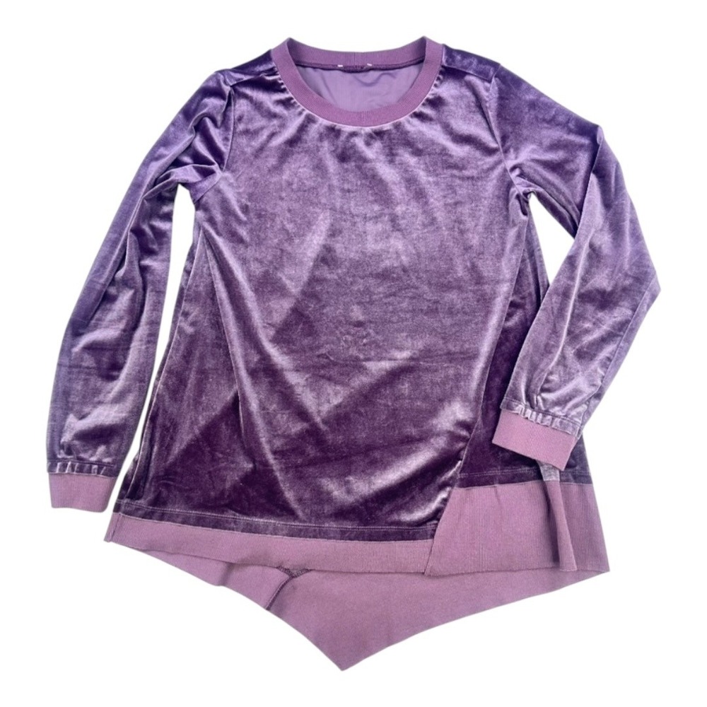 Self Esteem Purple Velvet‎ Asymmetrical Hem Long Sleeve Top Small